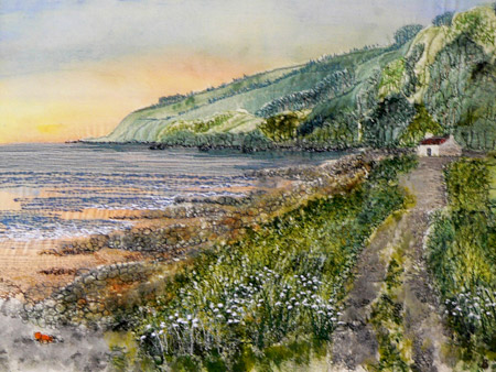 embroidered picture of Murlough Bay