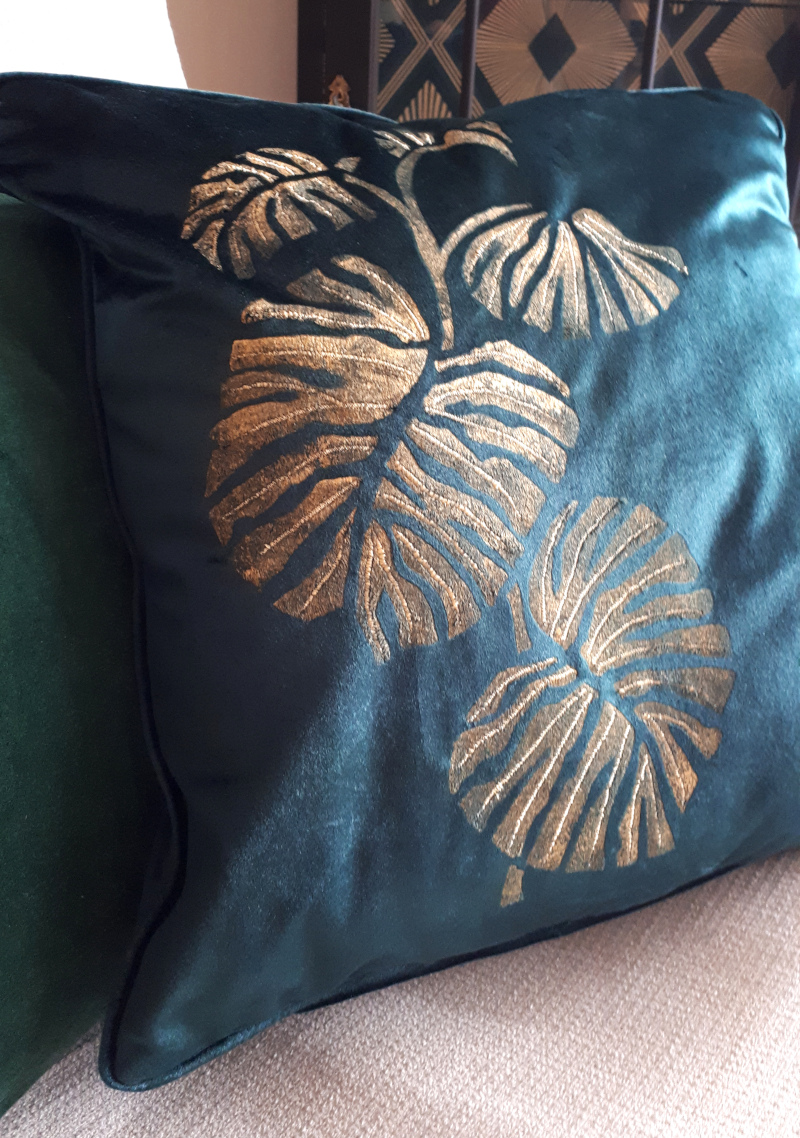 embroidered cushion close-up