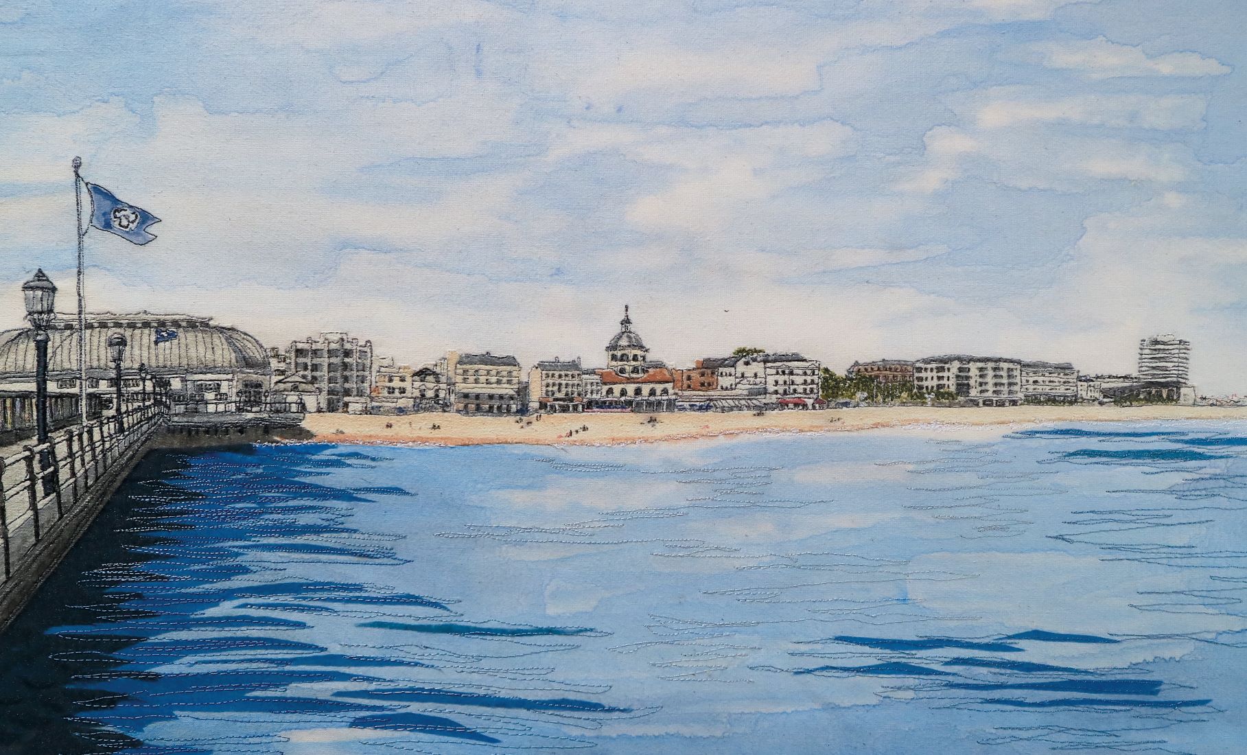 embroidered picture of Worthing Pier to Bayside apartments, Worthing east beach