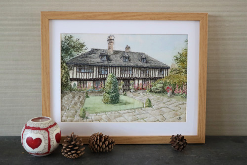 embroidered picture of St Mary's, Bramber - wedding venue