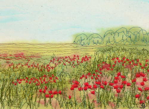 Poppies embroidery workshop examplee